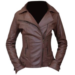 Chaqueta de Motocicleta de Cuero PU 100% Genuino, Hecha a Medida, de Primera Calidad para Mujer, Elegante, con Estampado Frontal, Cortavientos, para Invierno - Product Image 1