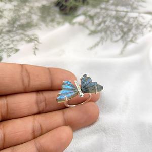 Mettant en vedette la mode papillon bijoux en gros Labradorite CZ pierres précieuses bague de réglage à la fois pavé et griffe paramètres pour les femmes - Product Image 4