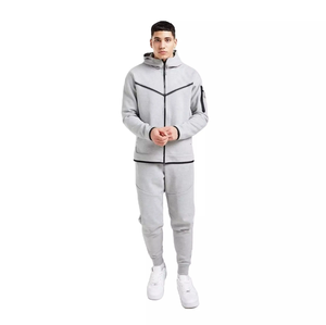 Ensemble de survêtement en molleton à deux pièces pour homme, imprimé décontracté d'hiver, avec capuche, jogging, séchage rapide, fermeture à cordon personnalisable - Product Image 2