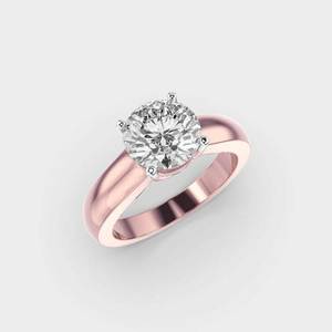 Anillo de banda ancha con diamante cultivado en laboratorio de 2.0 quilates, oro macizo de 14K, engaste de puntas, acabado en rodio, diseño romántico y atemporal, joyería de boda - Product Image 4