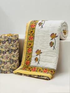 ผ้านวมกันธาผ้าฝ้าย100% มือพิมพ์ลาย Kantha แบบดั้งเดิมของชาวอินเดีย - Product Image 4