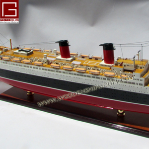 Diseño personalizado del fabricante Gia Nhien 1954 ILE DE FRANCE Modelo de barco de madera de alta calidad MOQ bajo Regalo novedoso - Product Image 1