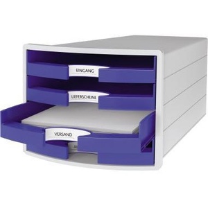 HAN IMPULS Light Gray Desktop & <b>Drawer</b> Organizer with 4 Blue <b>Drawers</b> DIN A4 & DIN C4 Sizes Polystyrene Material - Product Image 4