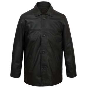 Winter Casual <b>Work</b> Jacket Gray Faux Leather Zipper Closure Regular Sleeves <b>Stand</b> Collar Breathable Cotton Lined OEM Service Men - Product Image 1