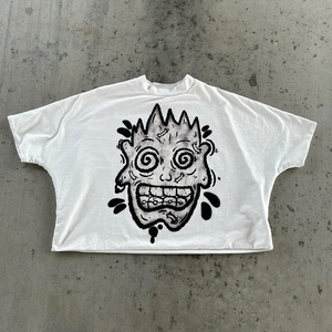 Recortada 3D impreso de gran tamaño Plain Crop Boxy 3D Print Blank Heavyweight Camiseta 100% algodón Loose Fit camiseta para hombres - Product Image 1