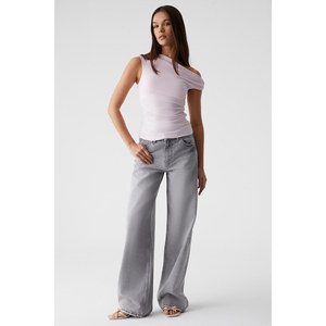 Chemisier asymétrique en jersey ajusté avec détail froncé pour femme GRIMELANGE STONEAK - Product Image 2