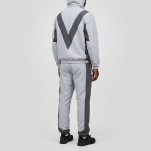 Conjunto Deportivo de Invierno de Algodón con Estampado de Patchwork Personalizado de Alta Calidad OEM, Chaqueta Cortavientos Extra Grande con Cremallera de 2 Piezas para Gimnasio - Product Image 2