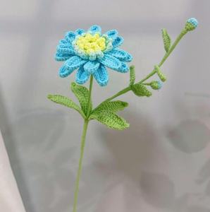 Nuevos Productos de Fábrica al por Mayor 2025: Crisantemos Azules de Ganchillo, Ramos de Flores Tejidos a Mano Puros - Product Image 5