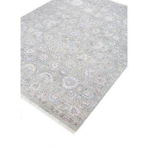 พรมขนสัตว์และใยวิสโคสสีฟ้าออโรร่า ทอมือลายเหรียญและลวดลายนามธรรม สำหรับบ้าน โถงทางเดิน ห้องนั่งเล่น รูปทรงสี่เหลี่ยมผืนผ้า รุ่น Skwv-57 - Product Image 2