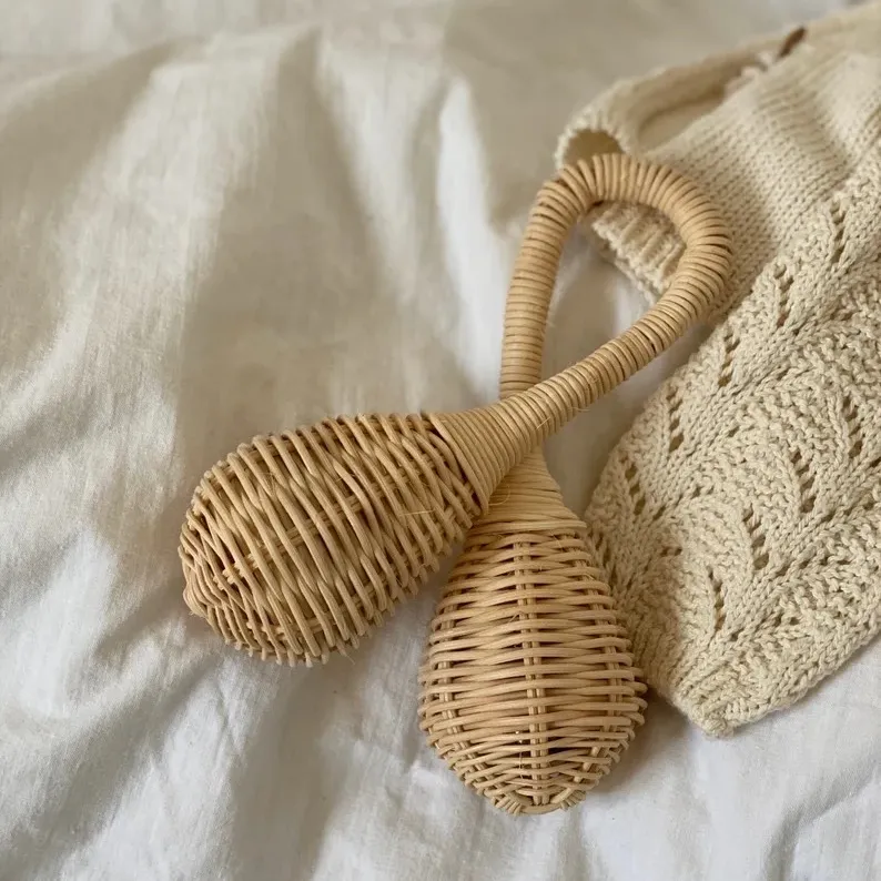 Handwoven Twin Rattle Toys for Baby, Baby Toddler Toys