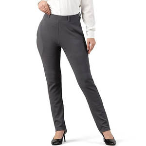 Servicios OEM Pantalones Casuales de Alta Calidad para Mujer, Corte Regular, Cintura Alta, Color Sólido, Frente Plano, Transpirables, de Lona, Estilo Urbano - Product Image 1