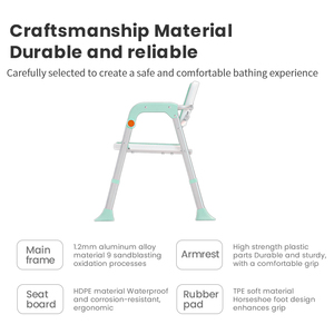Chaise de bain pliable à dossier avec système One Click, chaise de mobilité antidérapante pour la douche - Product Image 4