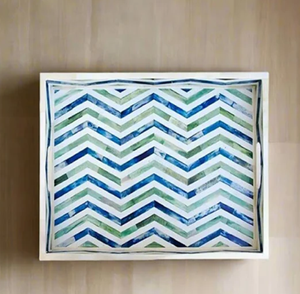 Plateau de service en incrustation d'os en zigzag motif d'inspiration vintage fait à la main plateau de décoration élégant et élégant disponible au prix de gros - Product Image 1