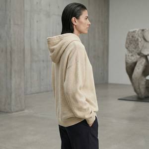 Sudadera con Capucha de Lujo para Mujer, Mezcla de Poliéster/Algodón Pesado, Bordado 3D en la Parte Delantera, Estilo Holgado, Color Avena - Product Image 3