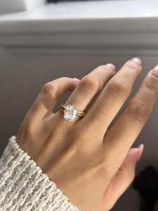 แหวนหมั้นเพชรโมอิสขนาด11x9มม. | สีทองหรือสีเงินแบบหนา | เครื่องประดับเจ้าสาวในงานแต่งงาน - Product Image 2