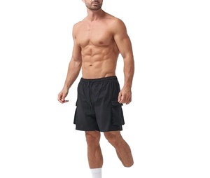 กางเกงขาสั้นออกกำลังกายสีดำแบบแห้งเร็วสำหรับผู้ชาย พิมพ์โลโก้ได้ตามต้องการ ผ้าสแปนเด็กซ์ผสมคอตตอนสำหรับฤดูใบไม้ร่วง - Product Image 6