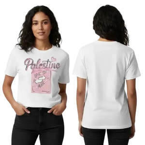 Love Palestine Printed <strong>T-Shirt</strong> 100% Cotton Jersey Slim Fit 200g <strong>and</strong> 300g Fabric Weighing 3D Printed Pattern - Product Image 2