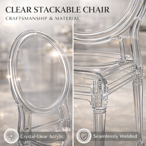 Silla de PC Transparente de Resina con Respaldo Redondo, Sillas de Comedor Apilables de Plástico Transparente para Hoteles, Salas de Estar y Bodas - Product Image 4
