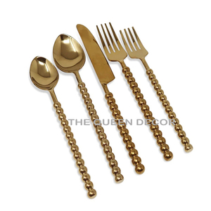 ชุดเครื่องใช้บนโต๊ะอาหาร5ชิ้นชุดเครื่องใช้บนโต๊ะอาหารสีทองทองเหลืองสีทองสำหรับใช้ในร้านอาหารและโรงแรม - Product Image 1