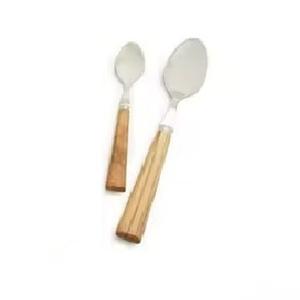 Juego de cubiertos con mango de madera de Color Natural, juego de cubiertos de comida de diseño más nuevo, Metal de la más alta calidad para restaurante - Product Image 2