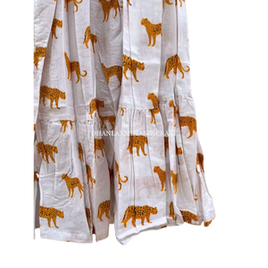 Meilleure vente Tunique indienne de style bohème pour femme en coton avec jupe imprimée tigre Design respirant à deux niveaux - Product Image 2