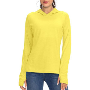100% polyester femmes à manches longues à capuche Protection solaire UV extérieur T-Shirt à capuche trou de pouce - Product Image 6