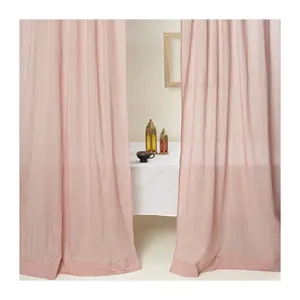 High quality cotton high sale pure cotton solid fabric curtain for hotel living room sheer door window curtain