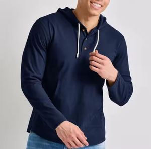 เสื้อฮู้ดดี้เฮนลีย์ผู้ชาย ผ้าฝ้าย 100% เนื้อผ้านุ่มแบบฟลีซ ดีไซน์คลาสสิก พิมพ์ลายพัฟพรีเมียม น้ำหนักเบา สำหรับฤดูหนาว สีพื้น - Product Image 2