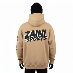 Sudadera con Capucha para Hombre, Mezcla de Algodón Grueso, Felpa de 320 GSM, Tejido Suave y Cálido al Tacto, Color Beige, Logotipo Personalizado, Sudaderas Básicas para Hombre - Product Image 2