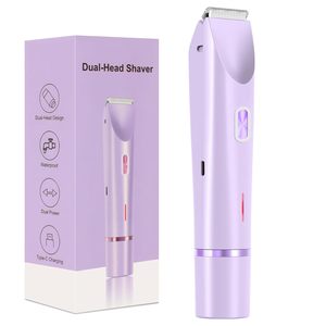 Rasoir électrique pour femme à double tête, chargement USB-C, peigne intégré, lames en acier inoxydable, pour visage, jambes, bras - Corps IPX7 - Product Image 1