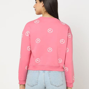 Los más vendidos de calidad en blanco de lana de gran tamaño OEM de tamaño real de impresión personalizada Logo cuello redondo MOQ sudadera de mujer - Product Image 2