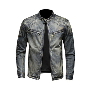 Blouson en jean délavé style universitaire pour homme, coupe vintage, écologique, respirant, léger, en coton, mode urbaine - Product Image 5