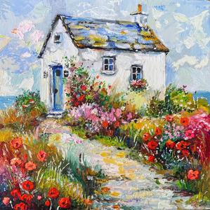 カラフルな油絵の家 抽象画 |   印刷可能なウォールアートPDF |   カスタムサイズ |   インスタントダウンロード - Product Image 5