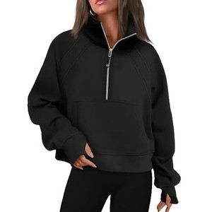 Yoga demi-fermeture éclair à capuche veste pull de créateur femmes entraînement Sport manteau Fitness vêtements de sport haut solide fermeture éclair sweat - Product Image 2