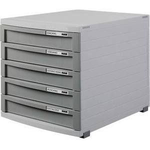 5-<b>Drawer</b> Desktop Organizer HAN CONTUR Polystyrene Housing Light Grey & Dark Grey A4/B4/C4 Sizing - Product Image 1