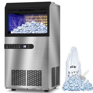 Máquina de Hielo Comercial Eléctrica Independiente de Acero Inoxidable, Hielo Cúbico, 20-30 kg/día, para RV, Hotel, Bar, Restaurante - Product Image 1