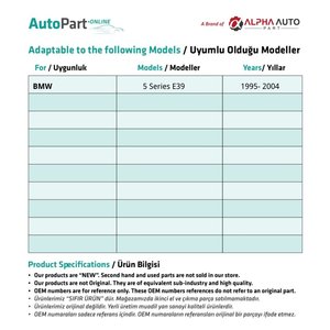 Para BMW 5 Series E39 Juego de manija de puerta de metal exterior delantera-trasera Lado derecho-izquierdo - Product Image 2