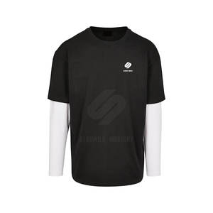 เสื้อยืดสองชั้นผ้าฝ้ายผสมให้ความรู้สึกนุ่มและดูทันสมัยสำหรับฤดูใบไม้ผลิและฤดูใบไม้ร่วง - Product Image 1