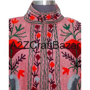เสื้อแจ็คเก็ตฤดูหนาวผู้หญิงทำมือลายซูซานี ปักมือบนผ้า TNT สไตล์โบฮีเมียน เสื้อคลุมสั้น ผ้าฝ้ายบุใย - Product Image 3