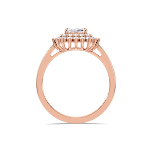 IGI Certified Emerald Cut Lab Grown Diamond Double Halo <b>Split</b> Shank Engagement-Wedding <b>Ring</b> in 9K Yellow / White & Rose Gold - Product Image 4