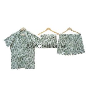 Conjunto de pijama corto Floral de verano para mujer, ropa de dormir de algodón con estampado Digital, ropa de dormir suave con función térmica - Product Image 6