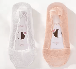 Women <b>No</b> <b>Show</b> <b>Socks</b> With Gel Anti-slip Skin Invisible Crystal Lace Elastic Short <b>Socks</b> - Product Image 2