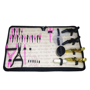 Kit d'outils d'extension de cheveux économique avec crochet à ciseaux boucle perles pot étui en cuir pour travail en salon - Product Image 3