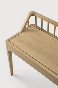 Banc long stufty en cadre en bois de teck massif couleur bois naturel pour une utilisation intérieure et extérieure - Product Image 6