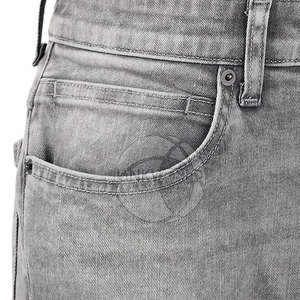 Pantalones vaqueros de patrón recto alto de ajuste Regular hechos a medida para hombre, cremallera, estambre de mosca, diseño ligero liso, temporada de primavera media, informal - Product Image 4