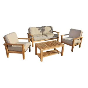 Meubles de jardin en teck moderne, ensembles de canapés, produits d'exportation directe d'usine en Indonésie, coussin épais, durable, résistant à l'eau - Product Image 1