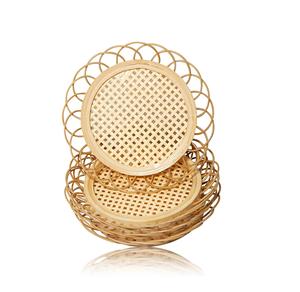 Antique Pine Wood Coaster Set with Solid Brass Beaded Metal Classic Style Table Decoration for Wholesale Use - Product Image 5