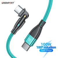 Câble USB C vers USB C 100W, câble de données de type C rotatif à 180 degrés, prise en charge de la forme en L et de la charge droite, câble de chargeur PD100w
