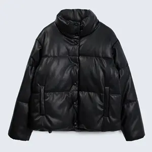 2023 nuevo invierno mujer Stand Collar abrigo de piel sintética para damas cuero Original Puffer chaqueta personalizada de alta calidad
