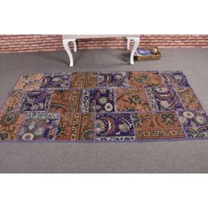 Alfombra Turca Vintage, Alfombra Decorativa de 3.3x6.9 pies (100x211 cm), Alfombra de Lana Sólida Color Morado - Product Image 3